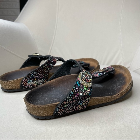 Birkenstock Gizeh Metallic Sandals Slip On Leather Confetti Brown 36 - Picture 3 of 4
